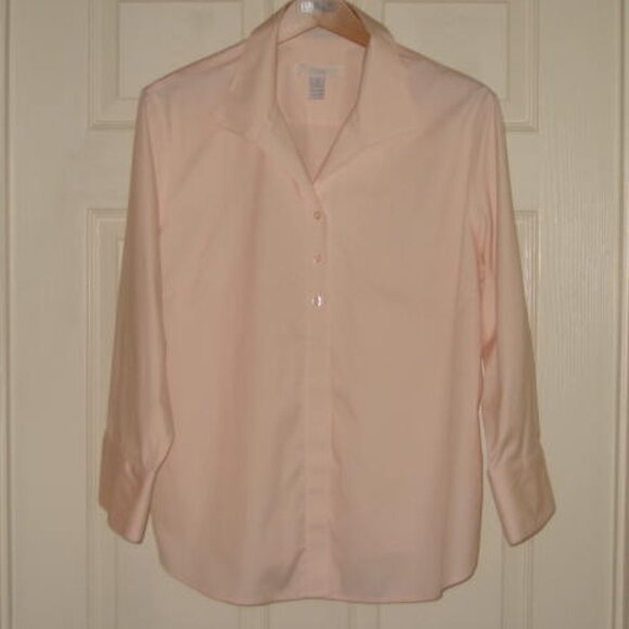 LIKE NEW Chicos No Iron Size 3 XL Pink Effortless 3/4 Slv Cotton Hidden Button - Picture 1 of 12
